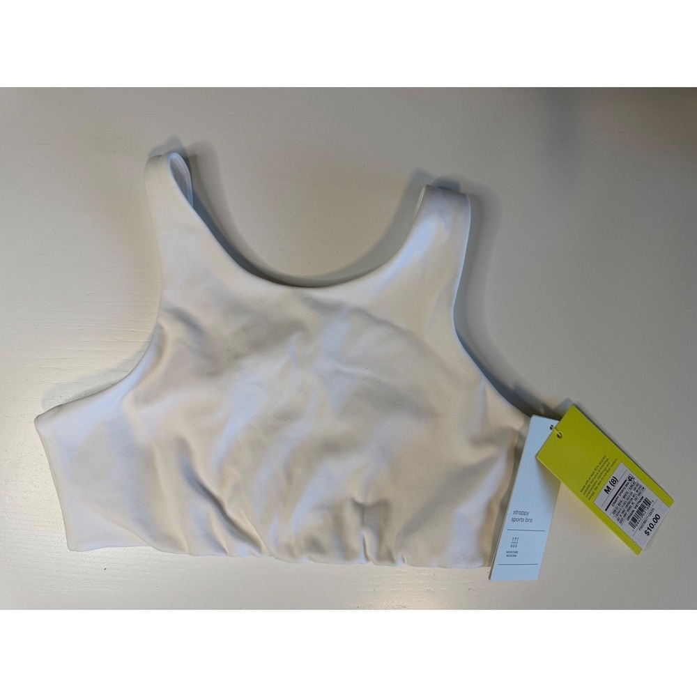All in Motion Girls Strappy Sports Bra White Size M 8 Moisture Wicking New